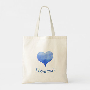 Bolso De Tela Te Amo El día de San Valentín Cute Blue Heart