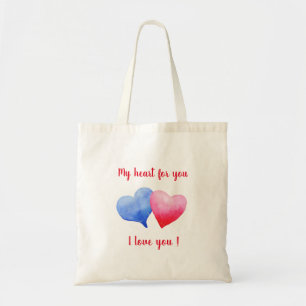 Bolso De Tela Te amo El día de San Valentín de corazón rojo y az