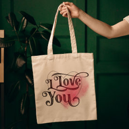 Bolso De Tela Te Amo El Elegante Texto De Corazón Claro Moderno