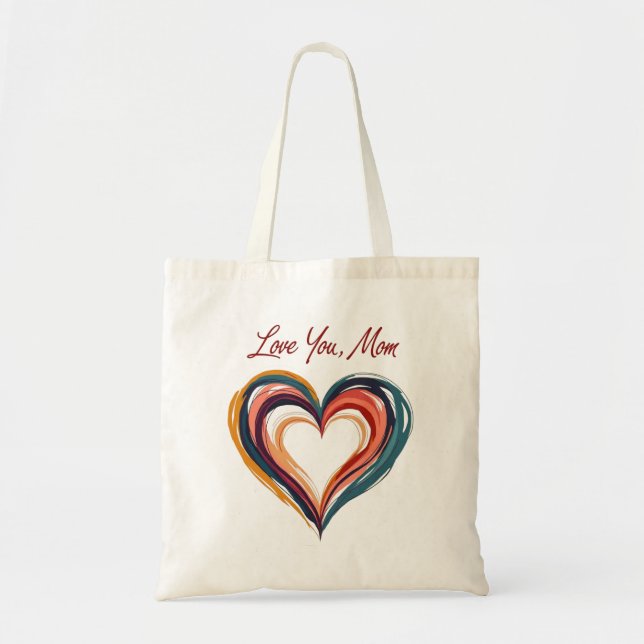 Bolso De Tela Te Amo, Mamá Corazón (Frente)