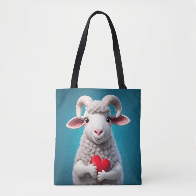 Bolso De Tela Te Amo Oveja (Anverso)