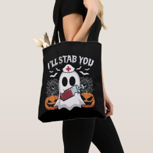 Bolso De Tela Te apuñalaré la divertida enfermera fantasma Black
