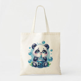 Bolso De Tela Té de burbuja de panda y Boba azul