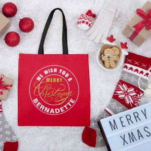 Bolso De Tela Te deseamos una feliz Navidad Nombre personalizado