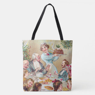 Bolso De Tela Te deseamos una Feliz Navidad - Tarjeta Vintage