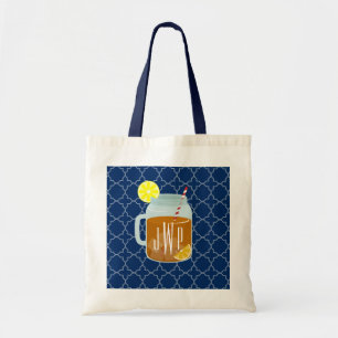 Bolso De Tela Té dulce con monograma del tarro de albañil -