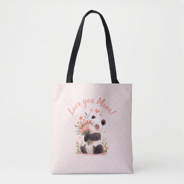 Bolso De Tela Te encanta el regalo de Día de la Madre de Panda (Anverso)