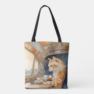 Bolso De Tela Té para beber gato naranja