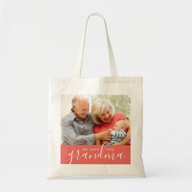 Bolso De Tela Te queremos foto de Personalizado abuela regalo de (Frente)