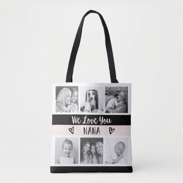 Bolso De Tela Te quiero Nana| Cuadrícula de fotos de bloques de  (Anverso)