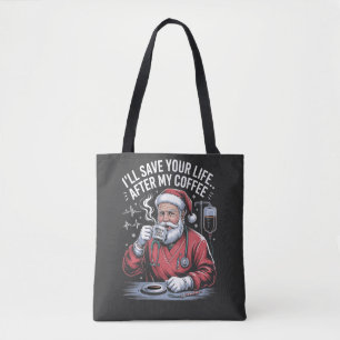 Bolso De Tela Te salvaré la vida después de mi café Santa Navida