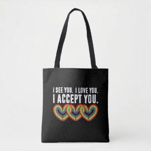 Bolso De Tela Te veo te amo te acepto arcoíris LGBTQ