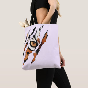 Bolso De Tela Te Veo. Tote De Ojo Y Cuchillo De Tigres