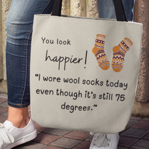 Bolso De Tela ¡Te ves más feliz! Calcetines de lana divertidos d