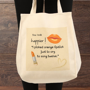 Bolso De Tela ¡Te ves más feliz! Elegí lápiz labial naranja
