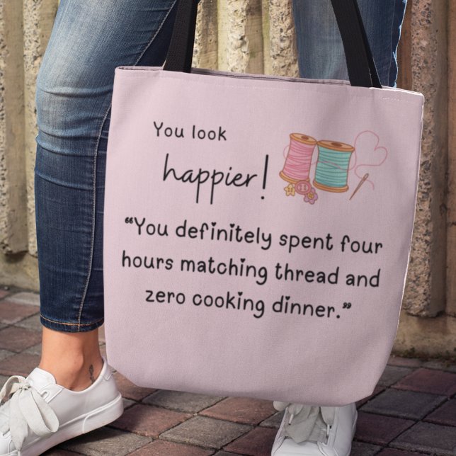 Bolso De Tela ¡Te ves más feliz! Hilo de coincidencia de 4 horas (Subido por el creador)