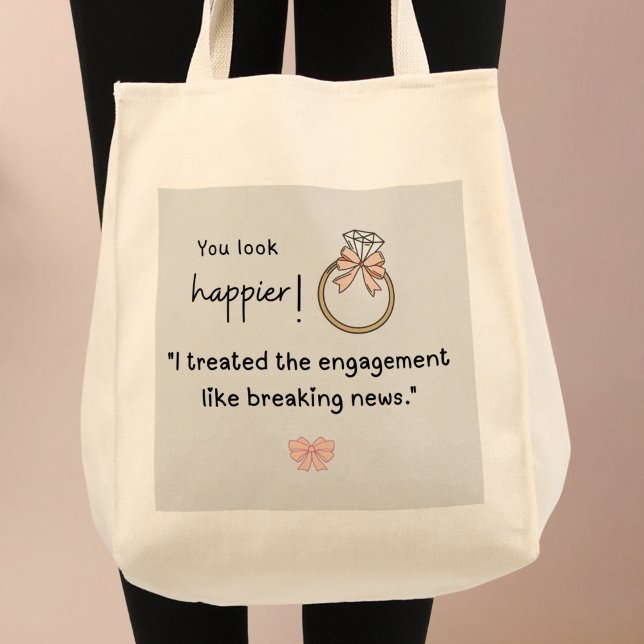 Bolso De Tela ¡Te ves más feliz! Último compromiso con las notic (You look happier! "I treated the engagement like breaking news! Custom name bag)