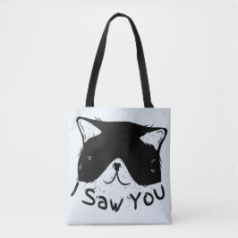 Bolso De Tela Te Vi Gato Divertido | Gato Negro | Meme de Gato L