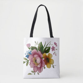 Bolso De Tela Tea Cup Floral Bouquet