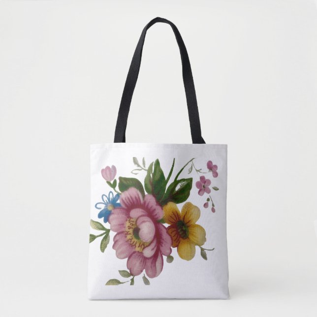 Bolso De Tela Tea Cup Floral Bouquet (Anverso)