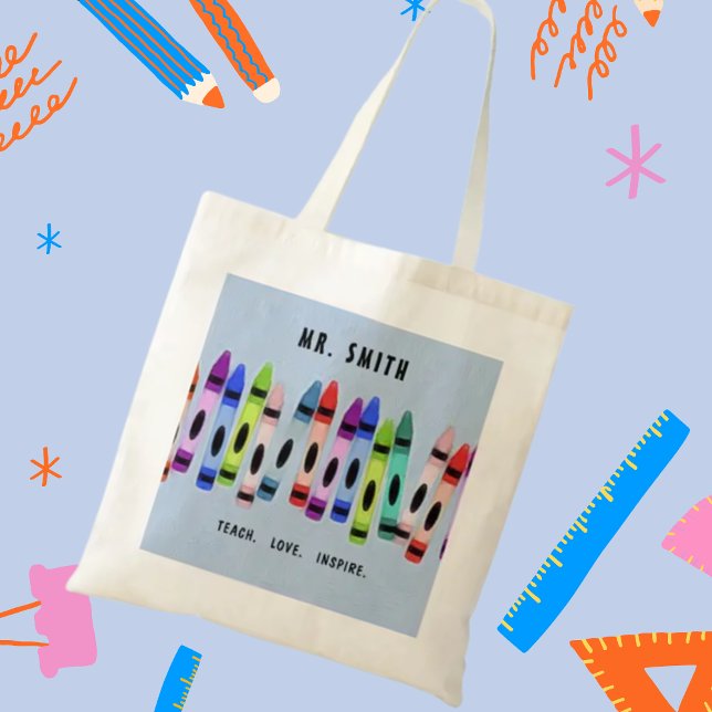 Bolso De Tela Teach-Love-Inspire-Crayons blue motif Teacher gift (Subido por el creador)