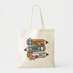 Bolso De Tela Teach Love Inspire Retro Design