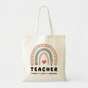Bolso De Tela Teach Love Inspire Retro Design