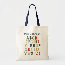 Bolso De Tela Teacher Tote Bag Gift Alphabet Art 