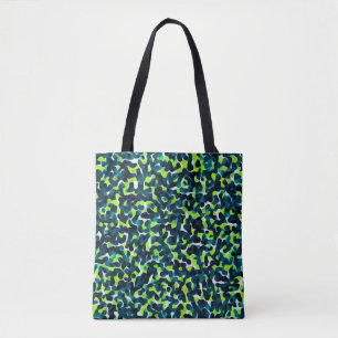 Bolso De Tela Teal Green Blue Black Abstract Pattern