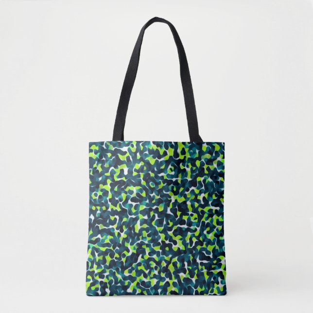 Bolso De Tela Teal Green Blue Black Abstract Pattern (Anverso)