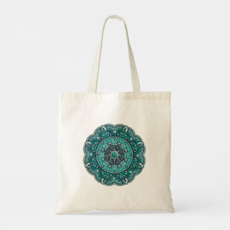 Bolso De Tela Teal Mandala Tote Bag - Boho Canvas ShoppiTote Bag