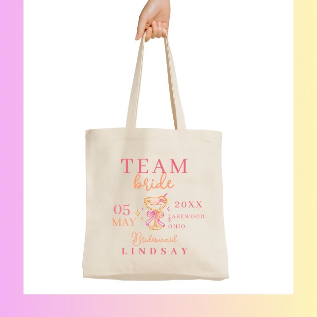 Bolso De Tela  TEAM BRIDE! Coctail Bachelorette Party (TEAM BRIDE! Coctail Bachelorette Party Tote Bag)