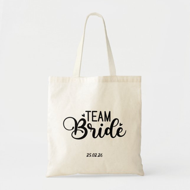 Bolso De Tela "Team Bride" Custom Date (Frente)