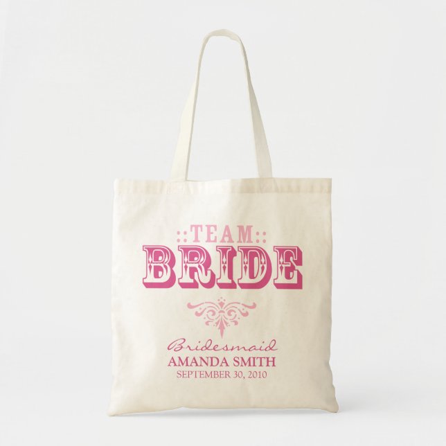 Bolso De Tela "TEAM BRIDE", fiesta de boda personalizada "Tote B (Frente)