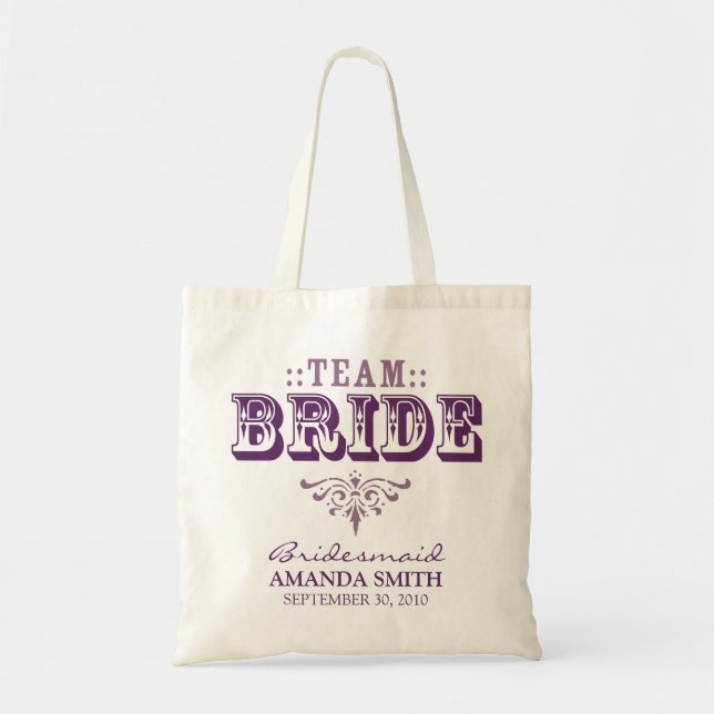 Bolso De Tela "TEAM BRIDE", fiesta de boda personalizada "Tote B (Frente)