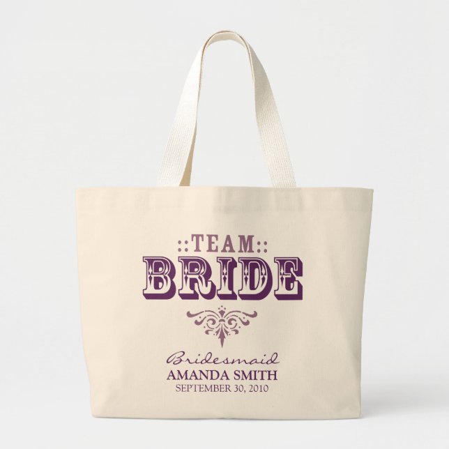 Bolso De Tela "TEAM BRIDE", fiesta de boda personalizada "Tote B (Frente)
