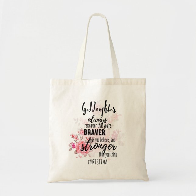Bolso De Tela Teatro GODDAUGHTER Motivación Cita Floral (Frente)