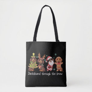 Bolso De Tela Teckel a través de la nieve Perros divertidos de N
