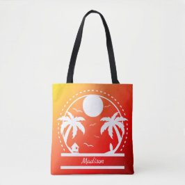 Bolso De Tela Tecla de verano tropical (gradiente rojo-naranja-a