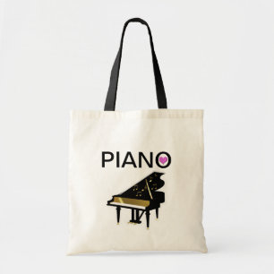 Bolso De Tela Teclado de piano de cola y notas