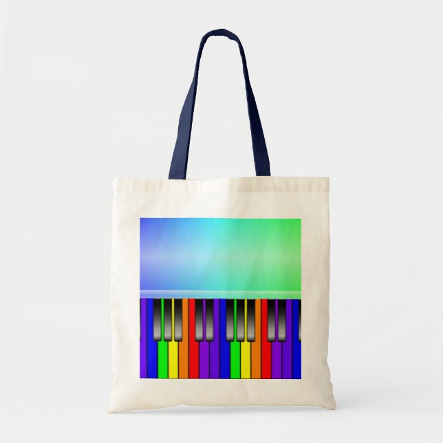 Bolso De Tela Teclado de piano del arco iris (Frente)