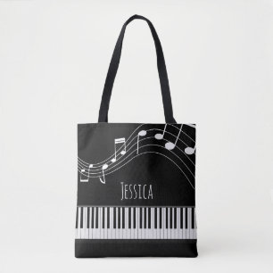 Bolso De Tela Teclado piano y notas musicales
