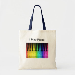 Bolso De Tela Teclado y notas de piano del arco iris