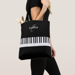 Bolso De Tela Teclas de Piano Instrumento Musical Monogramado