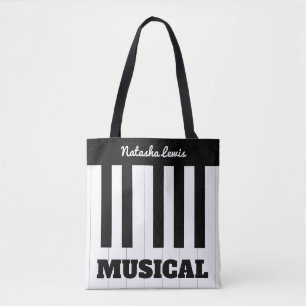 Bolso De Tela Teclas de piano personalizadas Instrumento musical