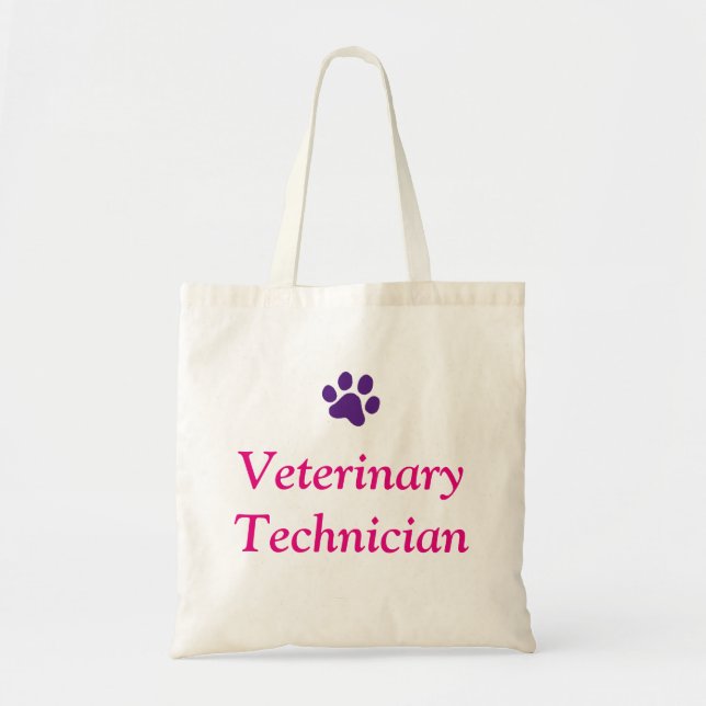 Bolso De Tela Técnico veterinario con la impresión púrpura de la (Frente)
