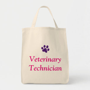 Bolso De Tela Técnico veterinario con la impresión púrpura de la