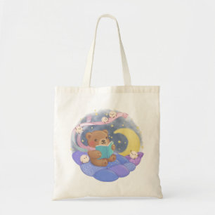 Bolso De Tela Teddy Bear Leyendo con Ilustracion Fluffy Monsters