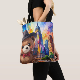 Bolso De Tela Teddy Bear Touring The City NYC Tourist Vacation