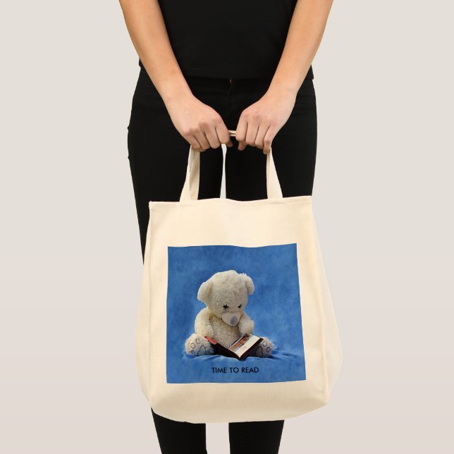 Bolso De Tela Teddy Ose tiempo para leer animal azul relleno (Anverso (producto))